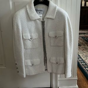 Chanel white wool jacket